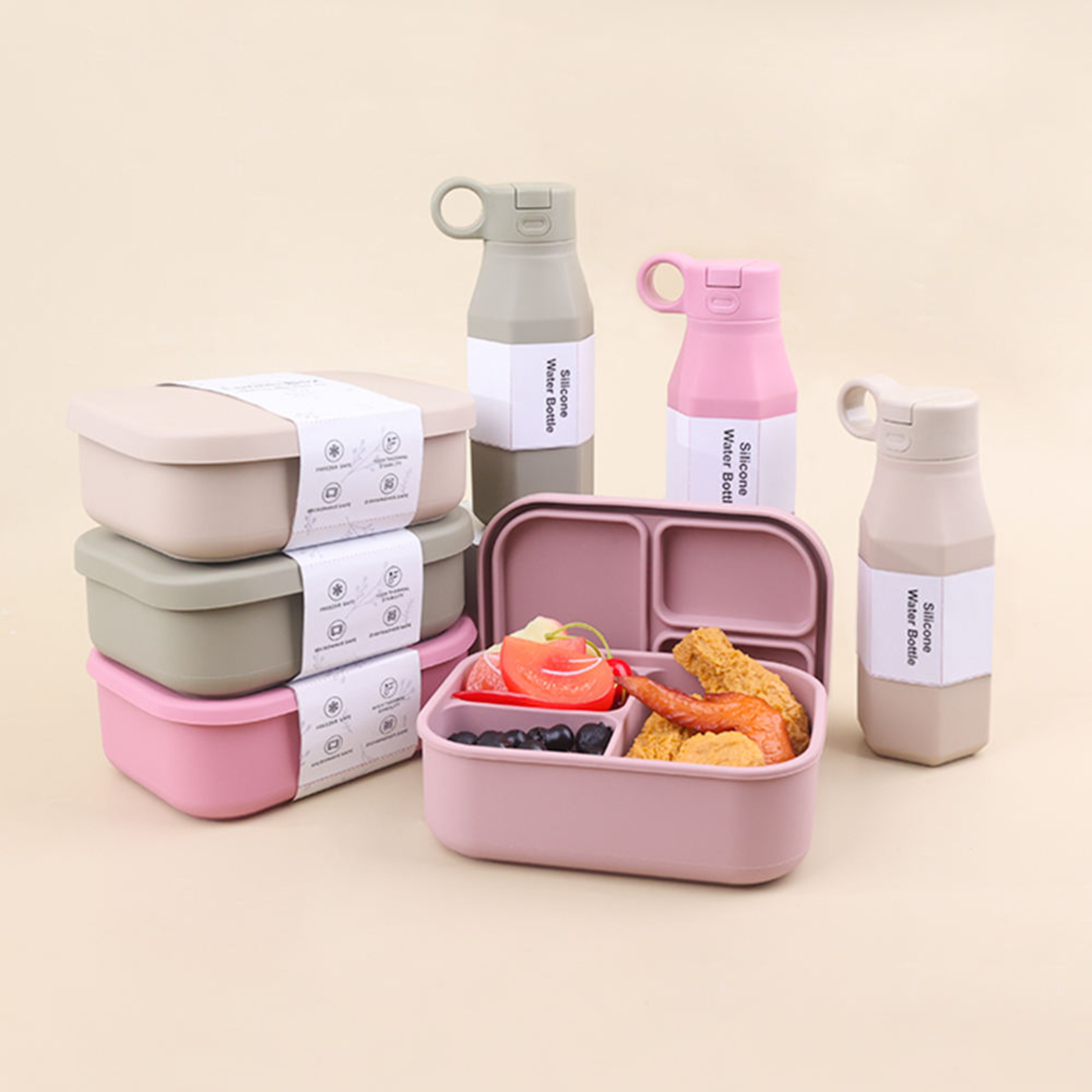 SoftTone Silicone Lunch Box & Water Bottle Set