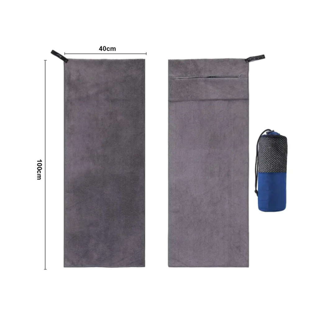 Sports Towel with Zipper Pouch
