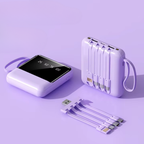 10000mAh Mini Power Bank with Built-In Cable